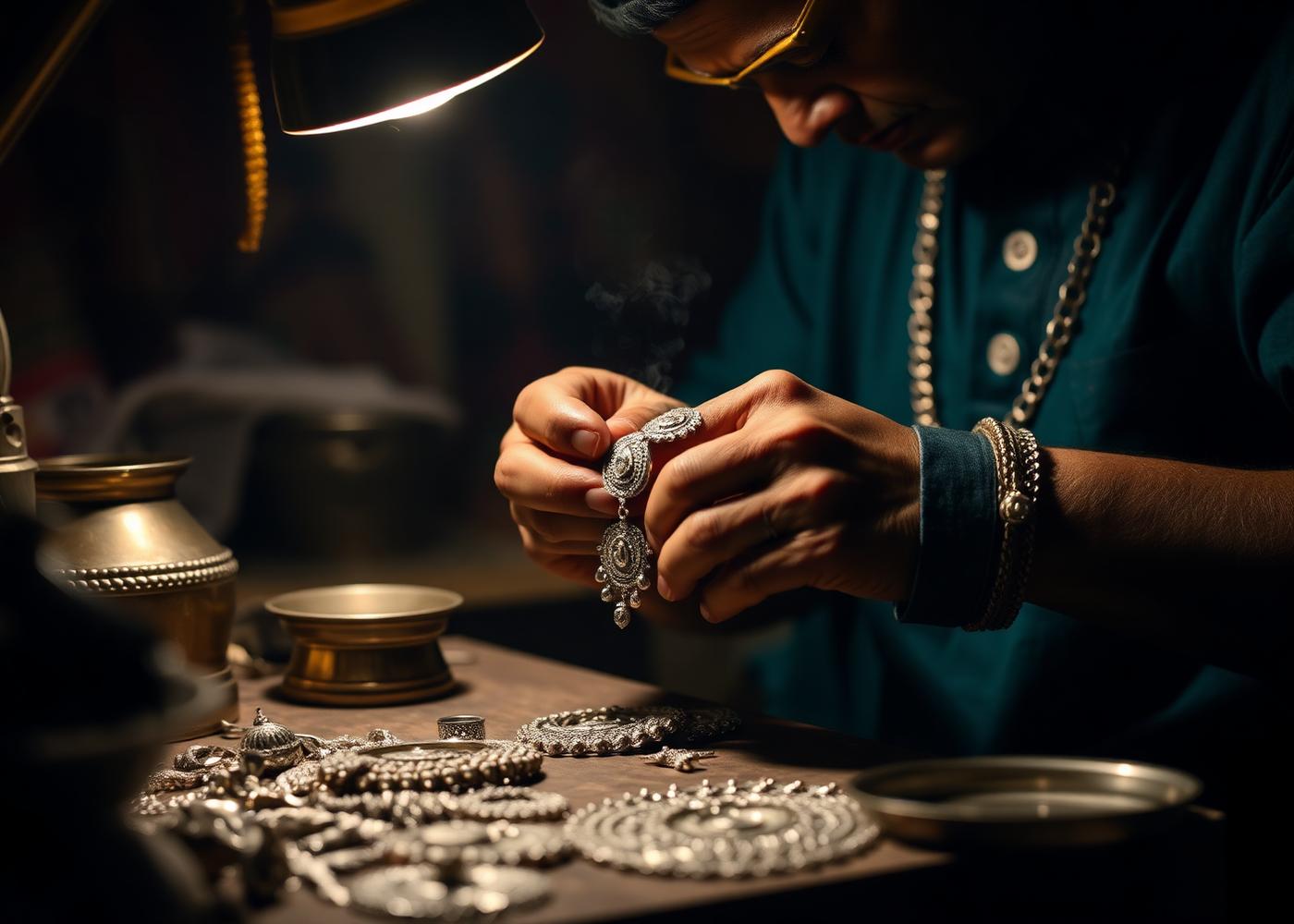 A silversmith at work